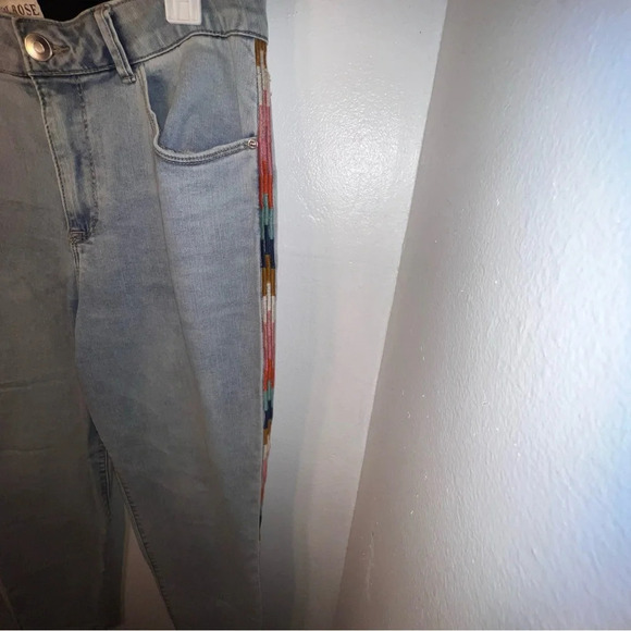 Knox Rose 14,color block Embroidered sides comfort waistband stretch skinny jean - Picture 9 of 9
